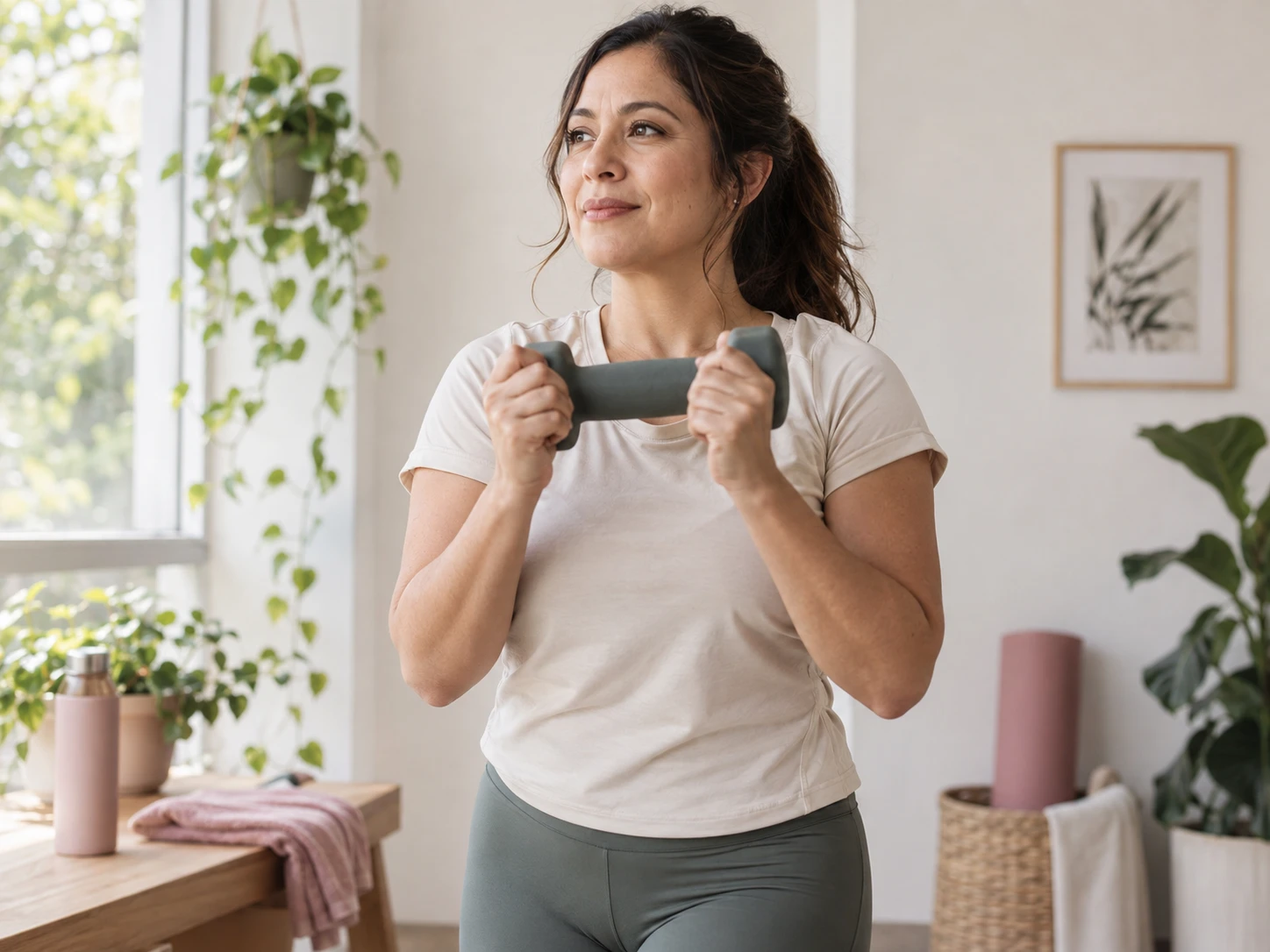 Mujer realizando un ejercicio de fuerza
